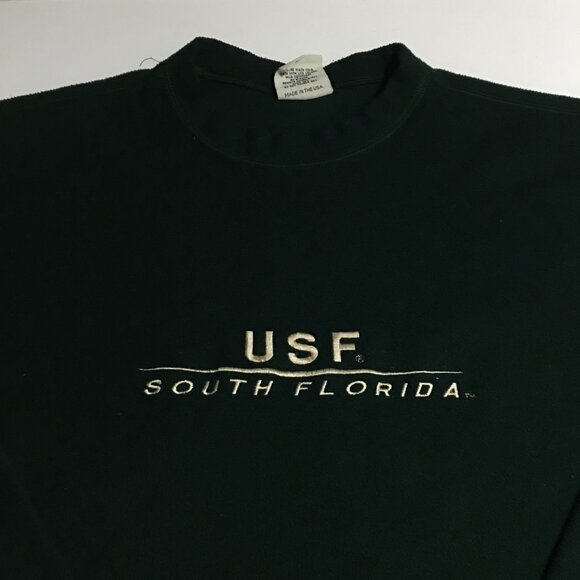 South Florida Bulls USF Sweatshirt Mens Medium Fleece Crewneck Pullover Green - Picture 2 of 7